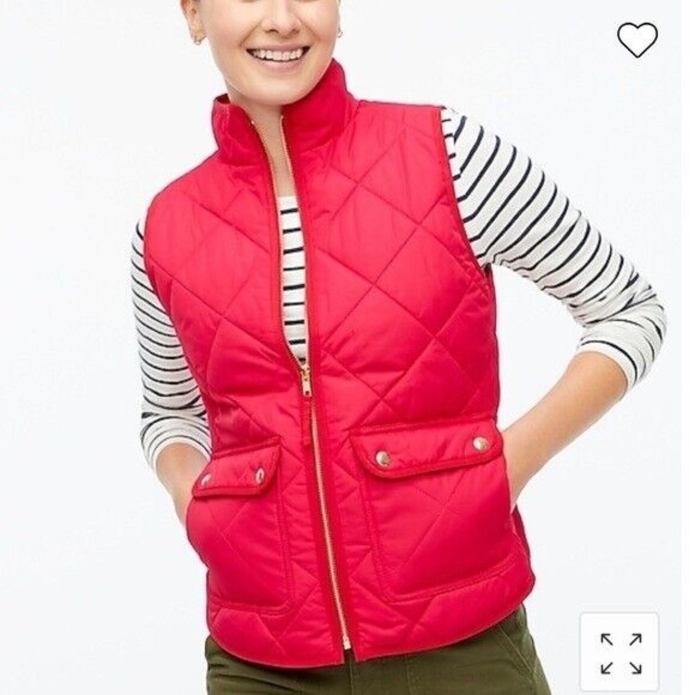 J. Crew Women's Size M Pink Puffer Vest Down Blend Jacket Zip Up W Pockets